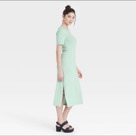 A New Day Short Sleeve Rib Knit T-Shirt Dress 2X Plus Mint - Picture 3 of 8